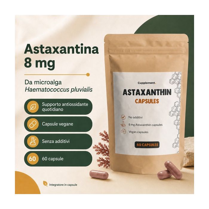 Astaxantina 8 mg – Capsule vegetali da microalga 60 capsule