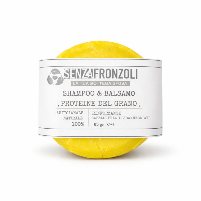 Shampoo &amp; Balsamo Solido Rinforzante PROTEINE DEL GRANO 2 in 1 – 65 g