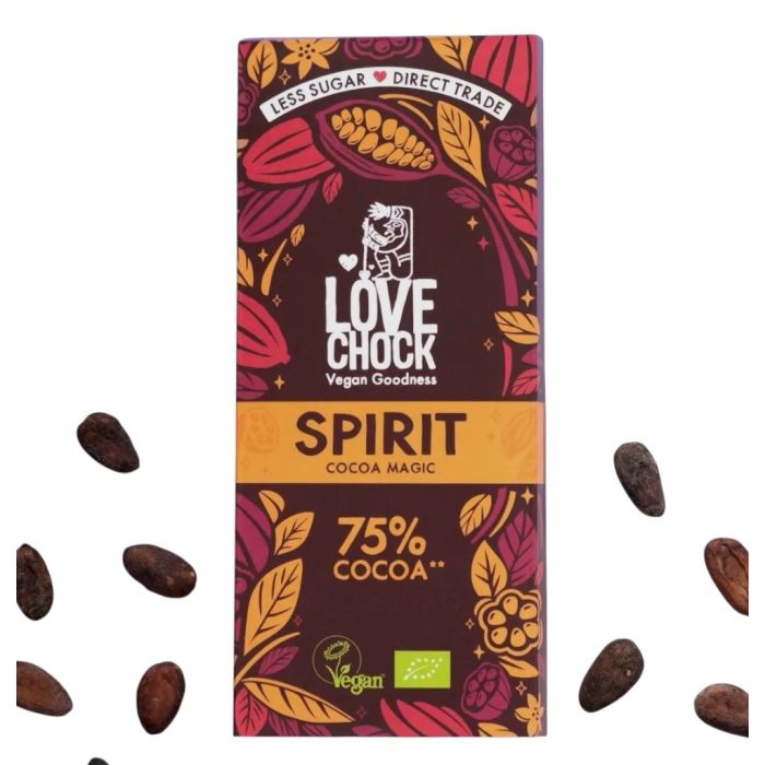 Tavoletta di Cioccolato Fondente 75% SPIRIT– Gusto Ricco e Naturale 70gr VEGAN