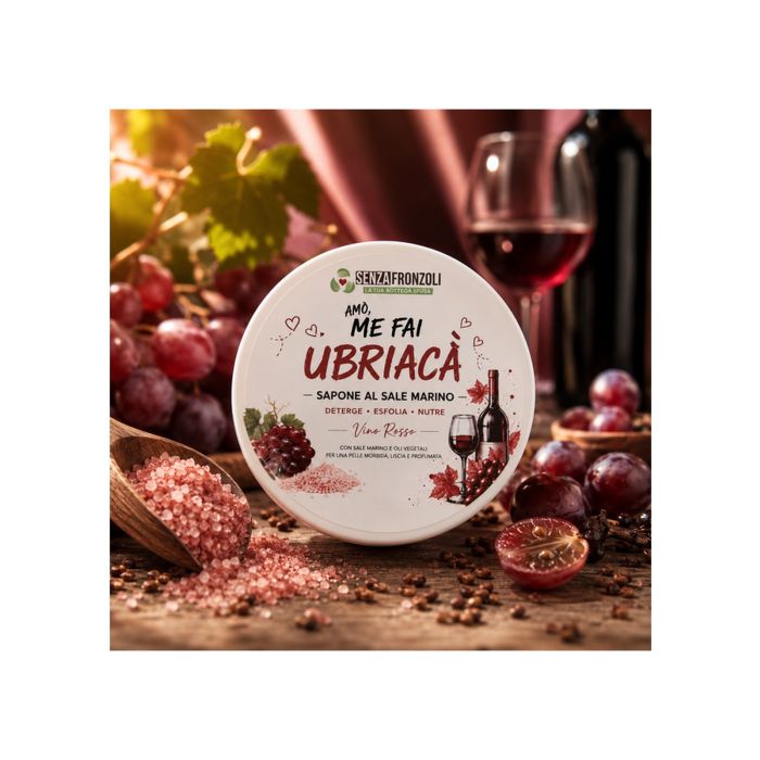 AMÒ, ME FAI UBRIACÀ – SAPONE SCRUB CORPO AL SALE MARINO E VINO ROSSO 200 ML
