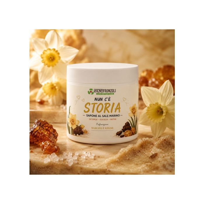NUN C’È STORIA – SAPONE SCRUB CORPO AL SALE MARINO, NARCISO E RESINE 200 ML