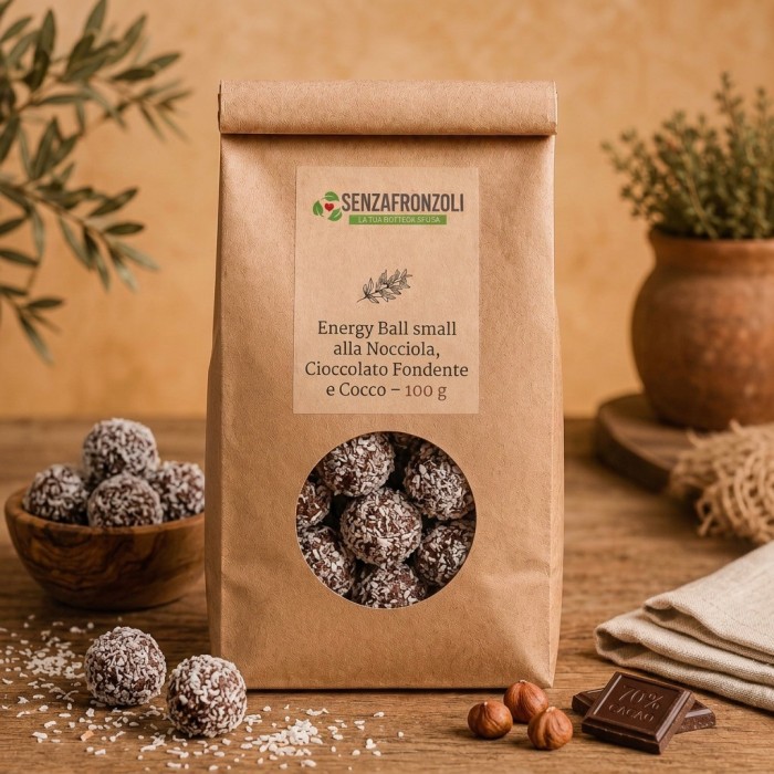 Nocciole pralinate al cioccolato fondente e cocco – Senza Fronzoli – 100 g