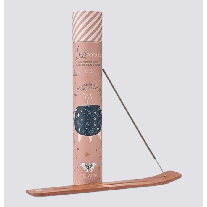 Incenso Prosecco e Rosa, 15 bastoncini con porta-incenso