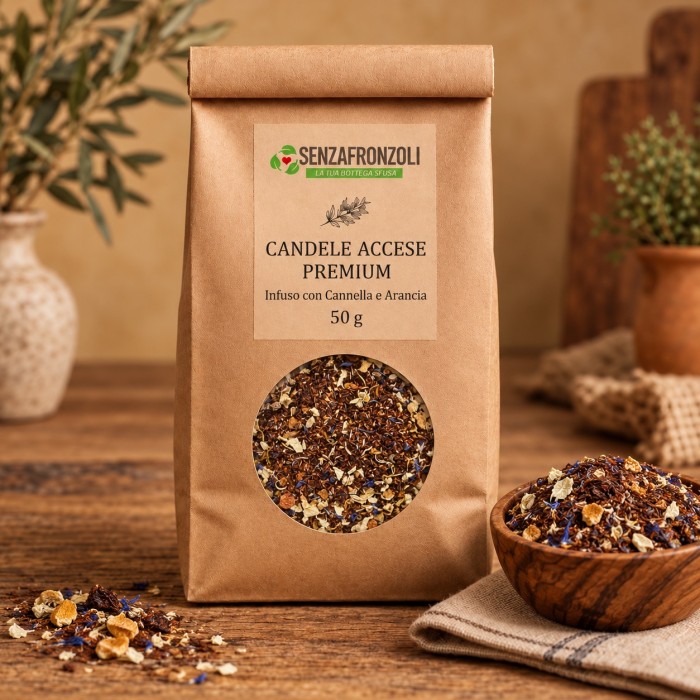 Candele Accese Premium, infuso con rooibos, cannella e arancia, 50 g