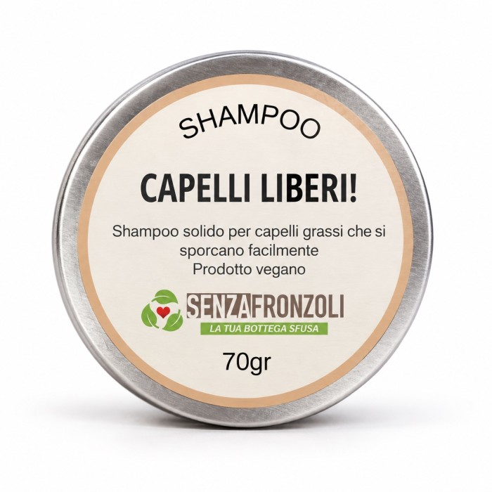 CAPELLI LIBERI – SHAMPOO SOLIDO PER CUTE GRASSA – 70 G