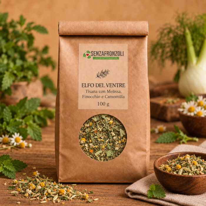 ELFO DEL VENTRE – Tisana con Melissa, Finocchio e Camomilla – 100 g