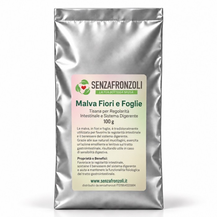 MALVA FIORI E FOGLIE – Tisana per Regolarità Intestinale e Sistema Digerente – 100 g