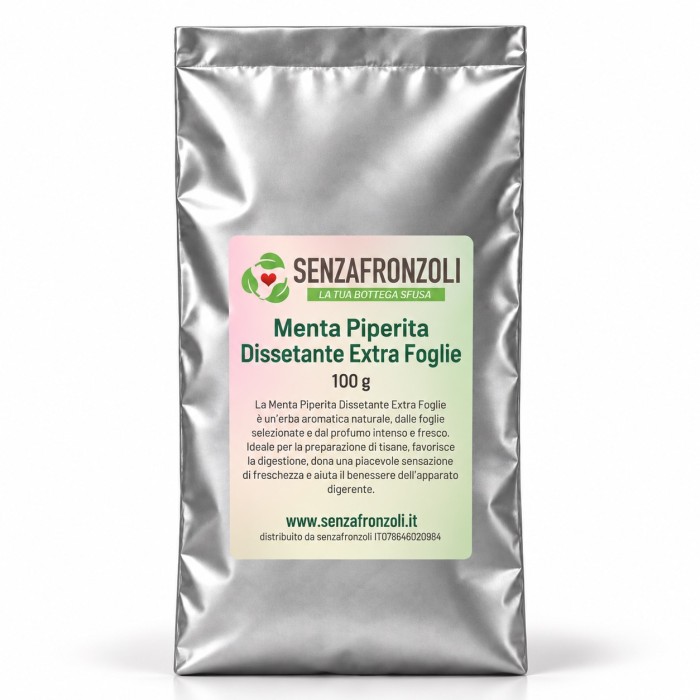 MENTA PIPERITA FOGLIE – Tisana Fresca e Dissetante – 100 g