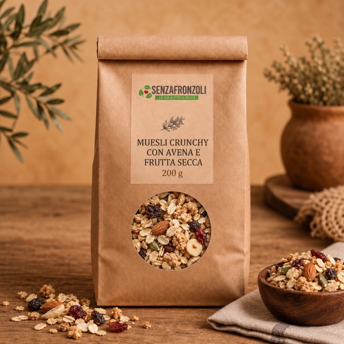 Muesli crunchy con avena e frutta secca – Senza Fronzoli – 200 g