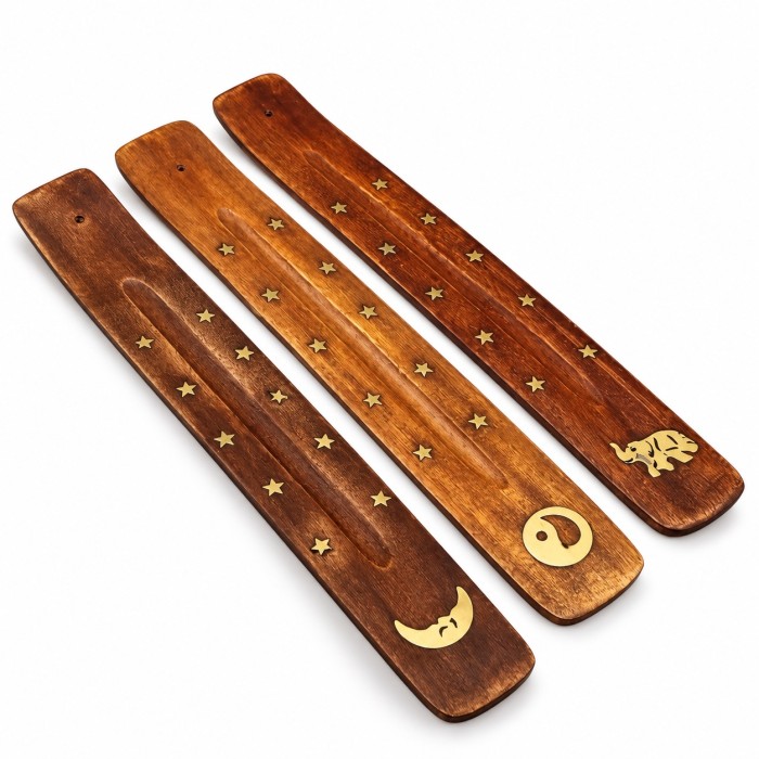 Porta-incenso lungo in legno per bastoncini