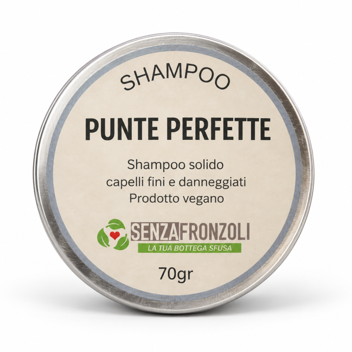 PUNTE PERFETTE – SHAMPOO SOLIDO PER CAPELLI FINI E DANNEGGIATI – 70 G