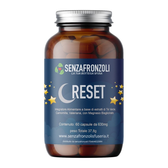 RESET con L-Teanina 160 mg, Magnesio bisglicinato, Camomilla e Valeriana – 60 capsule