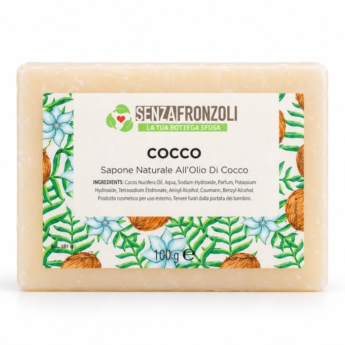 sapone solido all’olio di cocco per detergere corpo e mani, con una profumazione esotica.