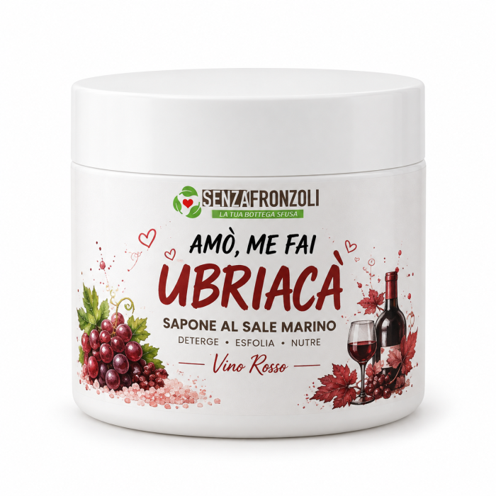 AMÒ, ME FAI UBRIACÀ – SAPONE SCRUB CORPO AL SALE MARINO E VINO ROSSO 200 ML