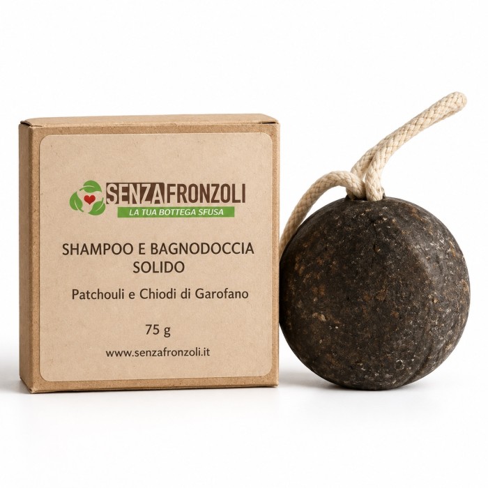 SHAMPOO E BAGNODOCCIA SOLIDO PATCHOULI E CHIODI DI GAROFANO – 75 G