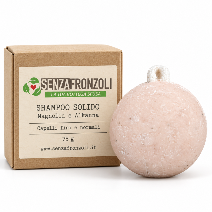 SHAMPOO SOLIDO MAGNOLIA E ALKANNA – CAPELLI FINI E NORMALI – 75 G