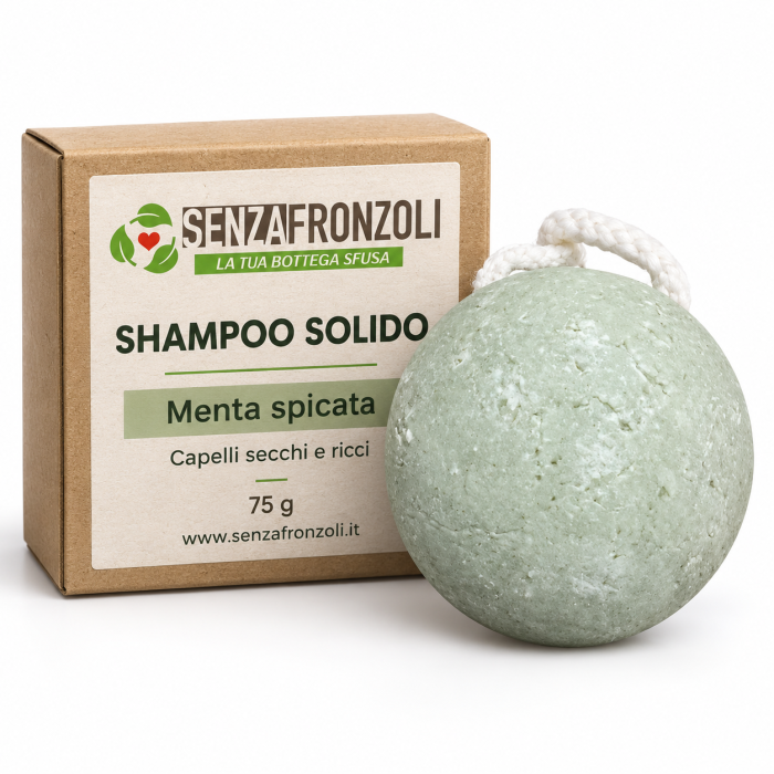 SHAMPOO SOLIDO ALLA MENTA SPICATA – CAPELLI SECCHI E RICCI – 75 G