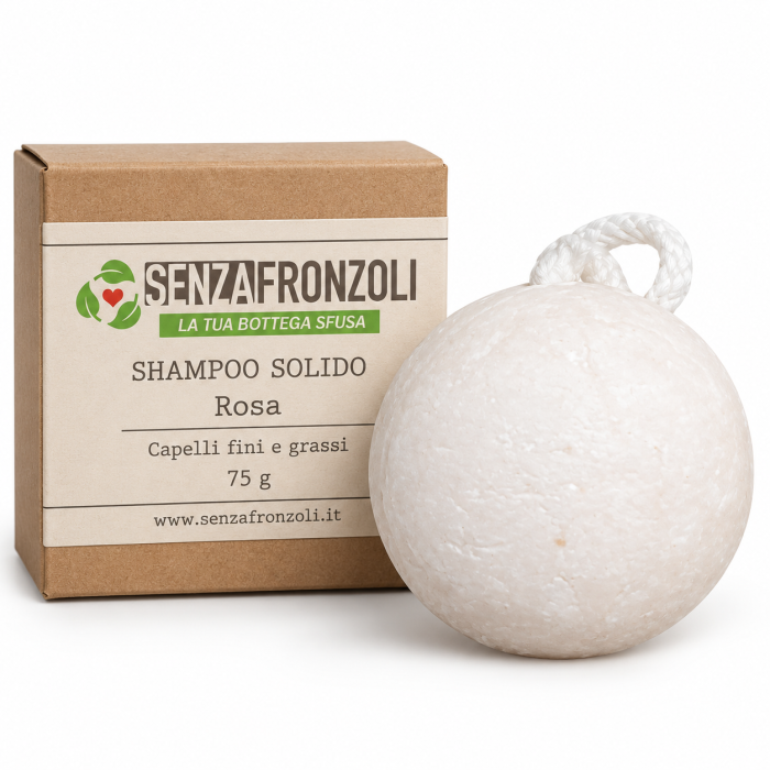 SHAMPOO SOLIDO ALLA ROSA – CAPELLI FINI E GRASSI – 75 G