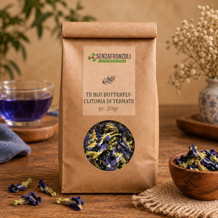 Fiori interi di Butterfly Pea (Clitoria ternatea) – Senza Fronzoli – 20 g