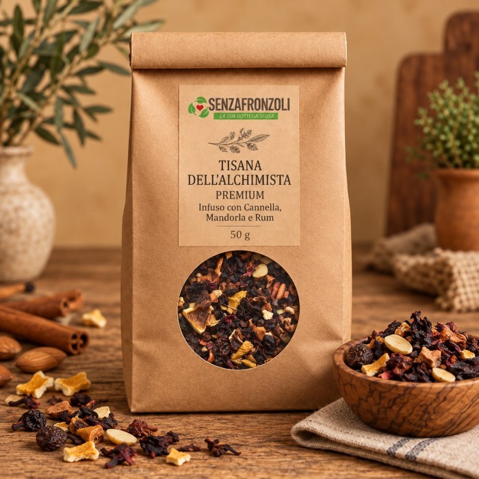Tisana dell'Alchimista Premium, infuso con cannella, mandorla e aroma di rum, 50 g