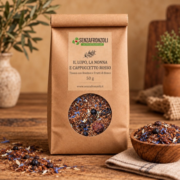 Tisana Il Lupo, la Nonna e Cappuccetto Rosso con rooibos e frutti di bosco, 50 g