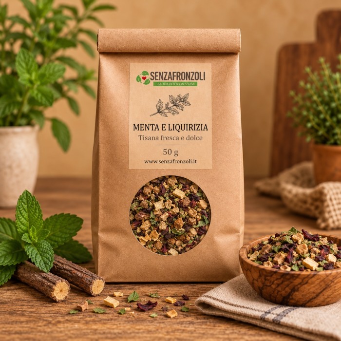 Tisana Menta e Liquirizia sfusa, miscela con menta verde e anice, 50 g