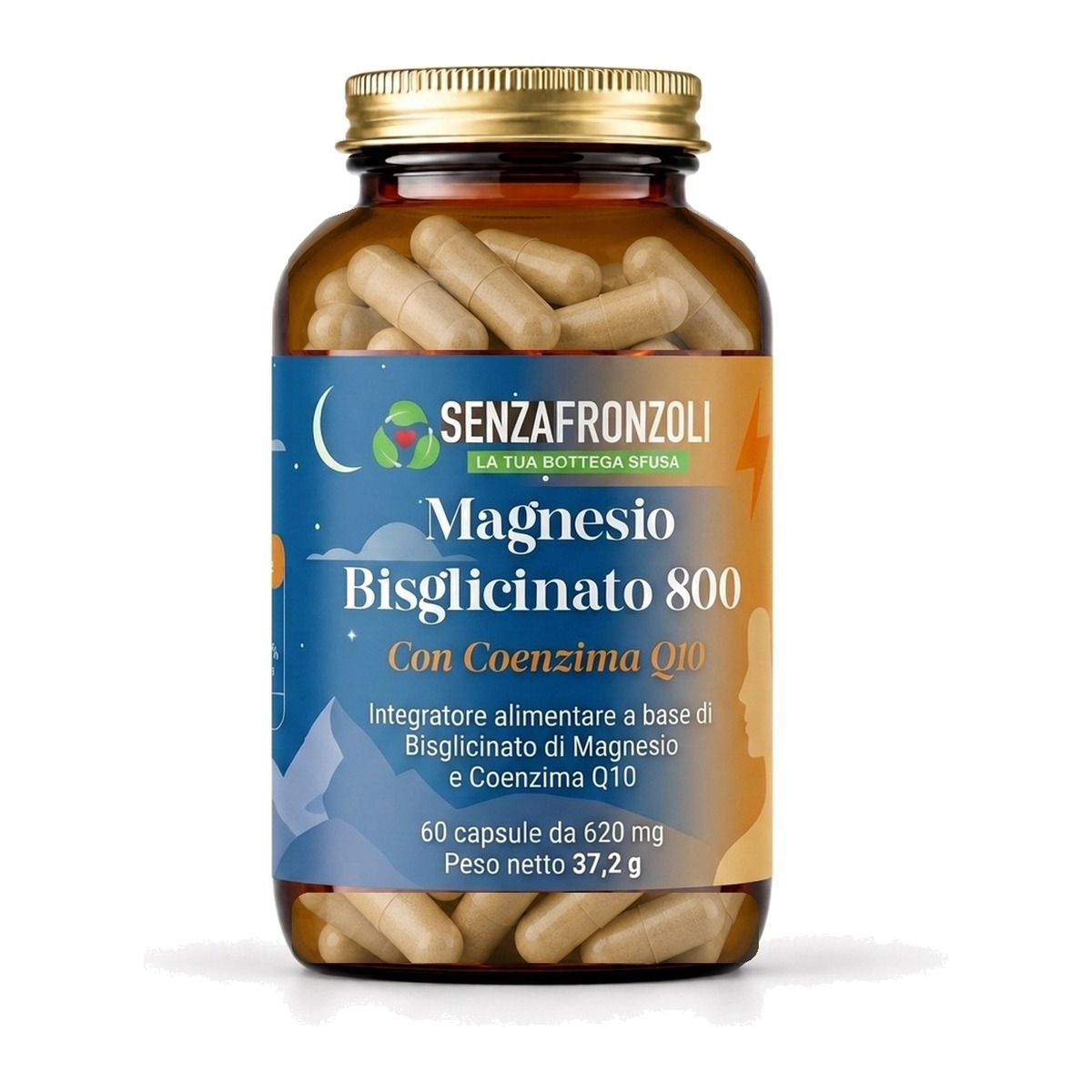 MAGNESIO BISGLICINATO 800 – Con Coenzima Q10 – 60 Capsule vegetali